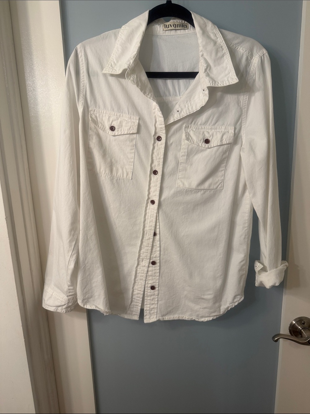 Amazon White Long-Sleeve Button-Down Shirt